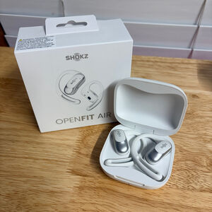 Shokz OpenFit Air Earbud Headphones in White and Silver, Gently Used Earbuds